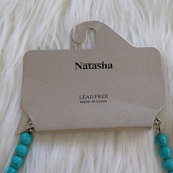 NEW Natasha Statement Necklace with Faux Turquoise Pearls and Faceted Lucite - Picture 8 of 16